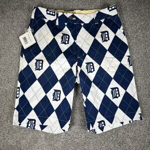 Loudmouth Shorts Mens 30 Blue Argyle Plaid MLB Collection Detroit Tigers NWT 11”